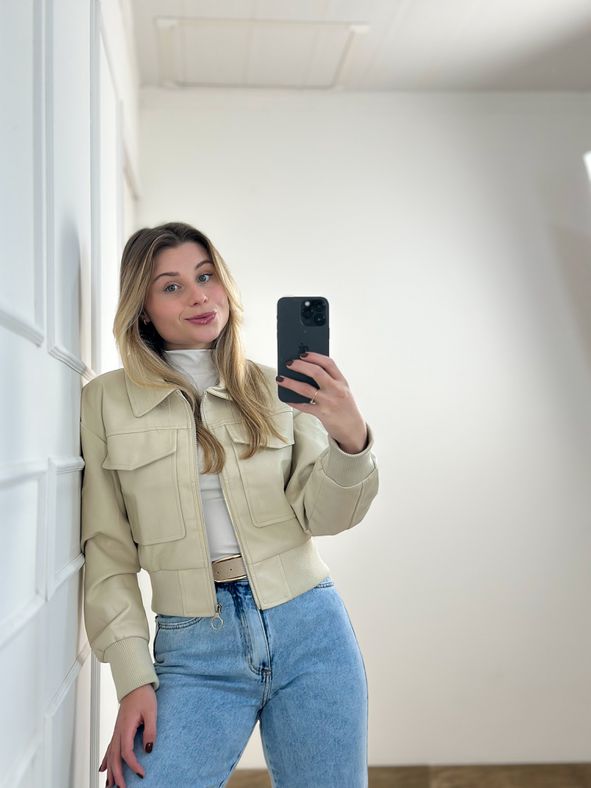 Jaqueta Couro PU Off White