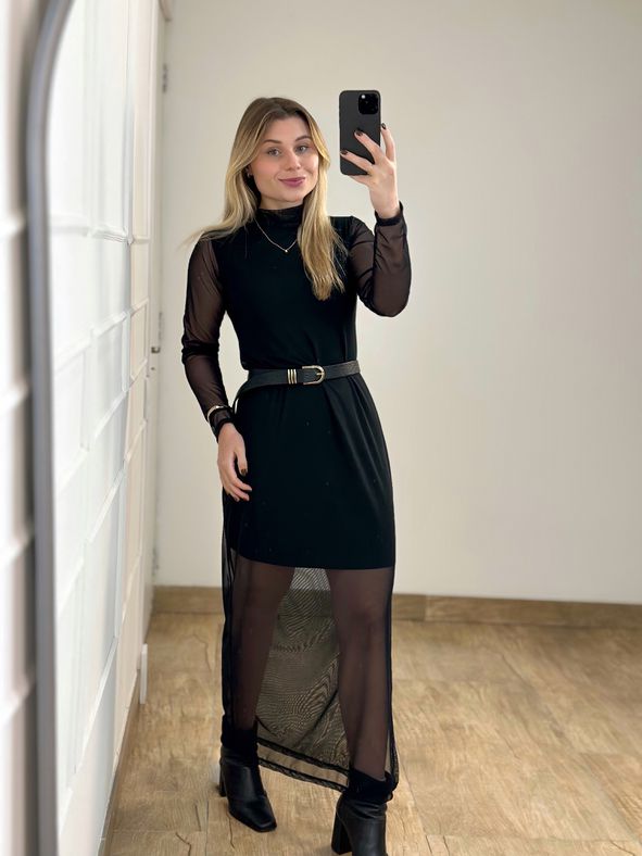 Vestido Tule Preto