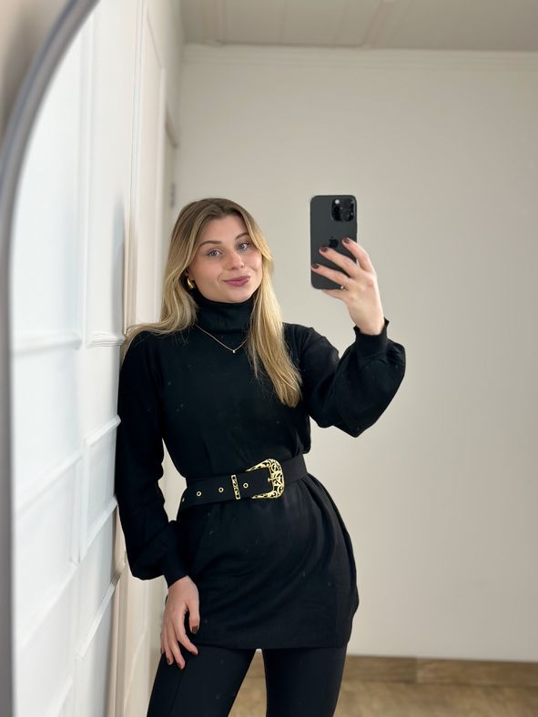 Blusa Modal Alongada Preta
