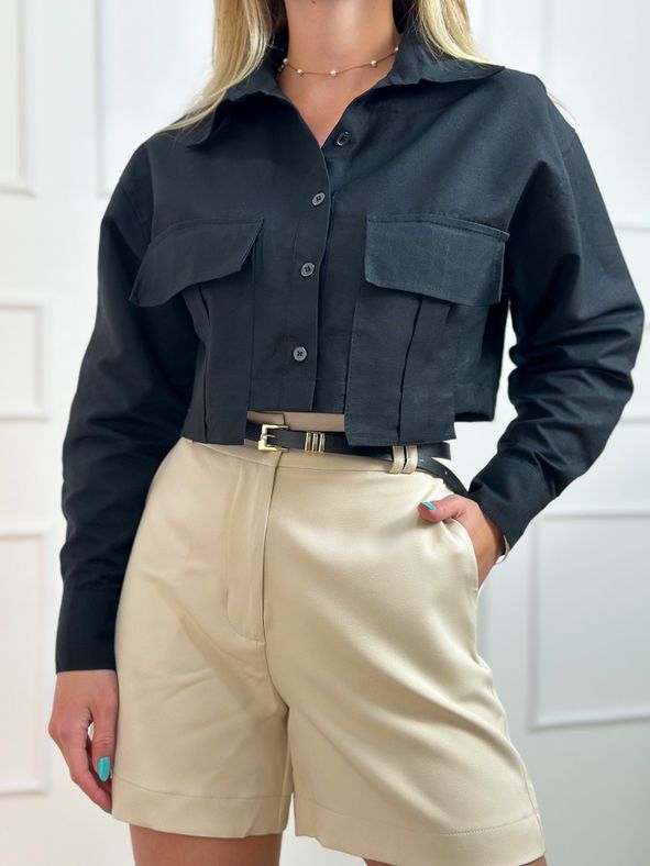 Camisa Cropped Preta