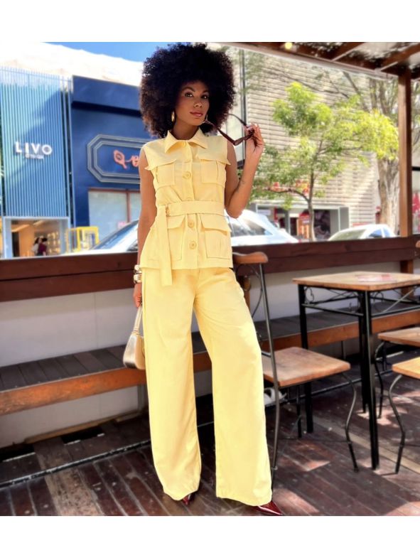 Conjunto Alfaiataria Amarelo Manteiga