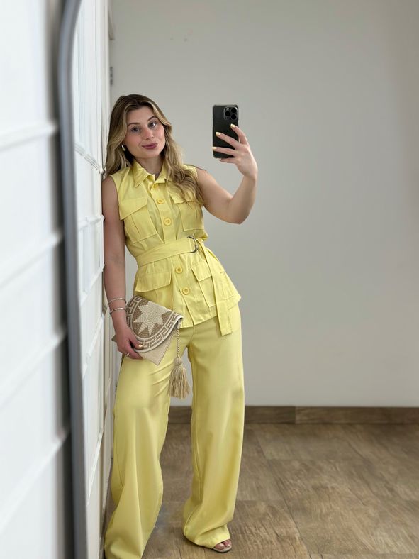 Conjunto Alfaiataria Amarelo Manteiga