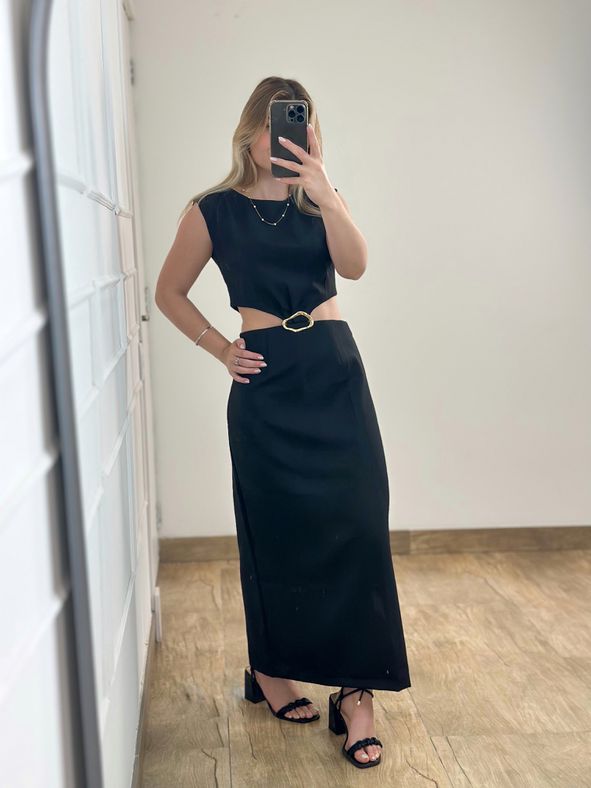 Vestido Alfaiataria Midi Preto