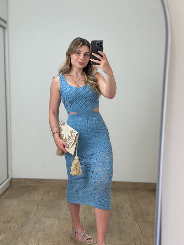 Vestido Modal Midi Azul