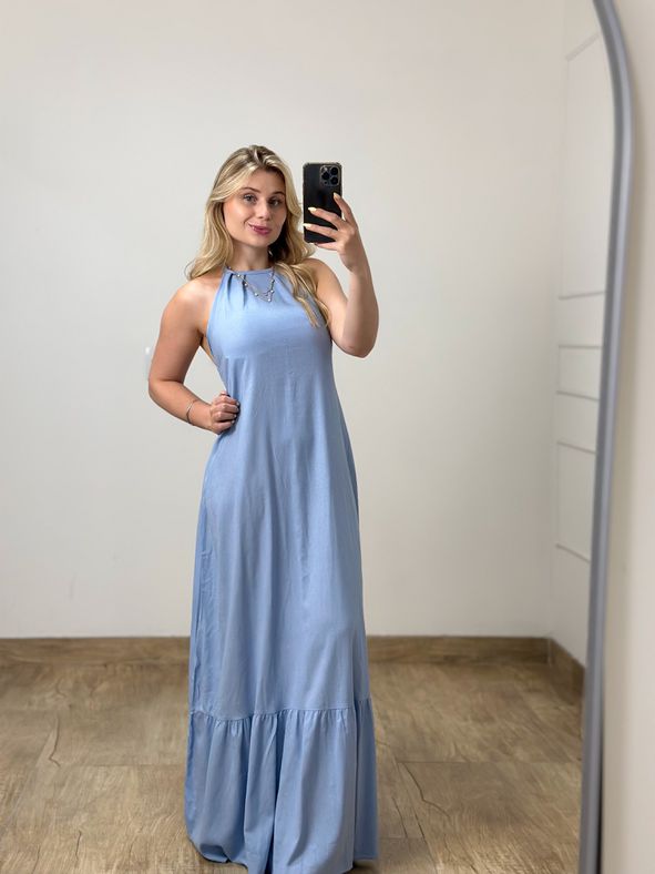 Vestido Linho Azul