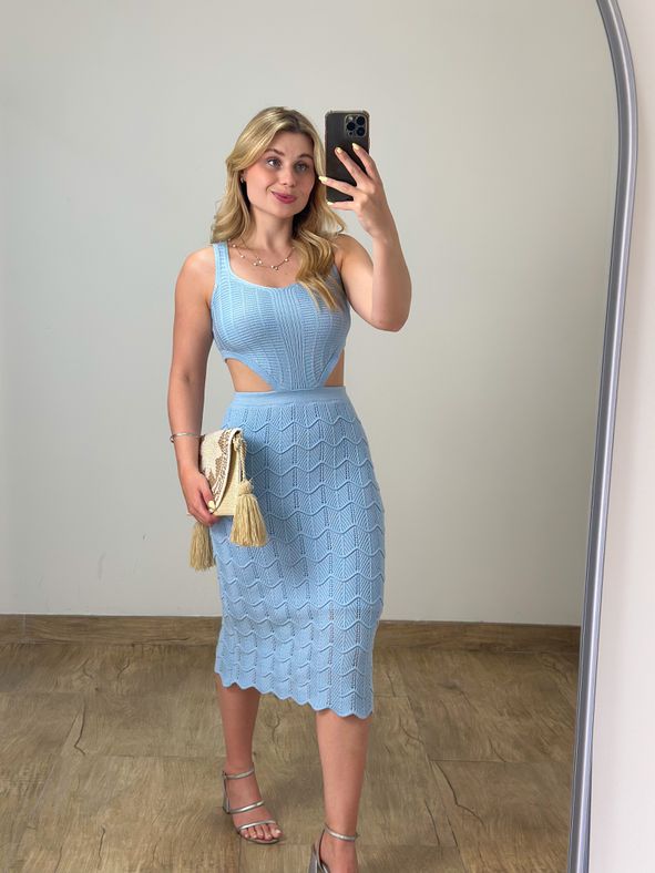 Vestido Modal Escama Azul