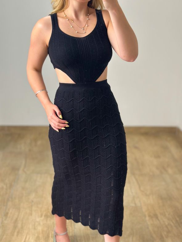 Vestido Modal Escama Preto