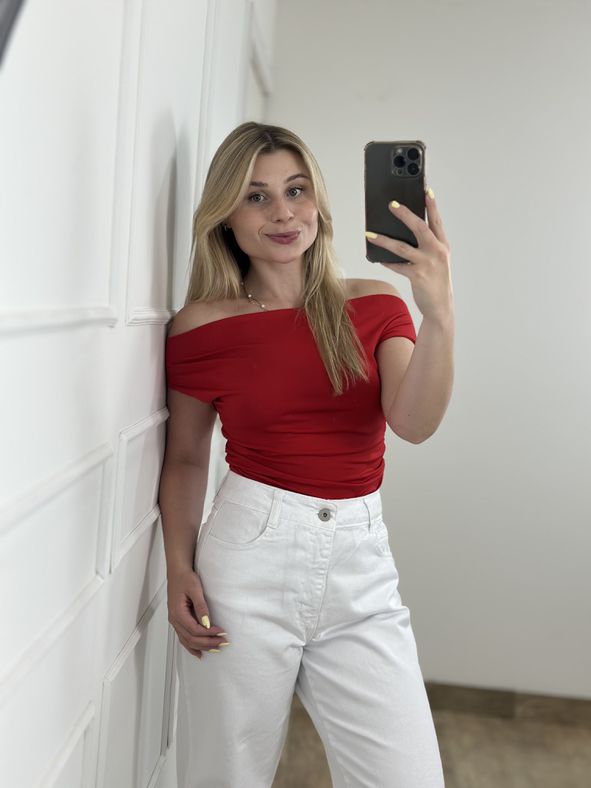 Blusa Poliamida Ombro a Ombro Vermelha