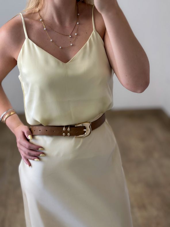 Blusa Cetim Amarelo Manteiga