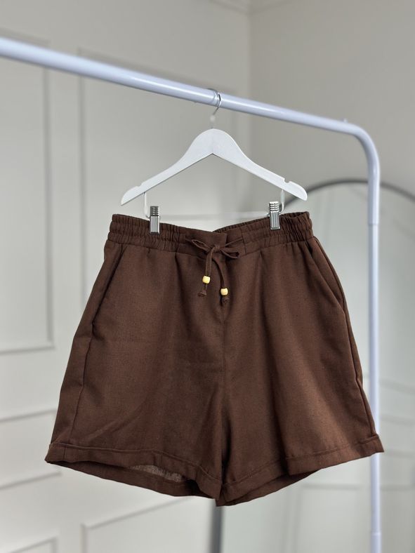 Short de Linho Marrom
