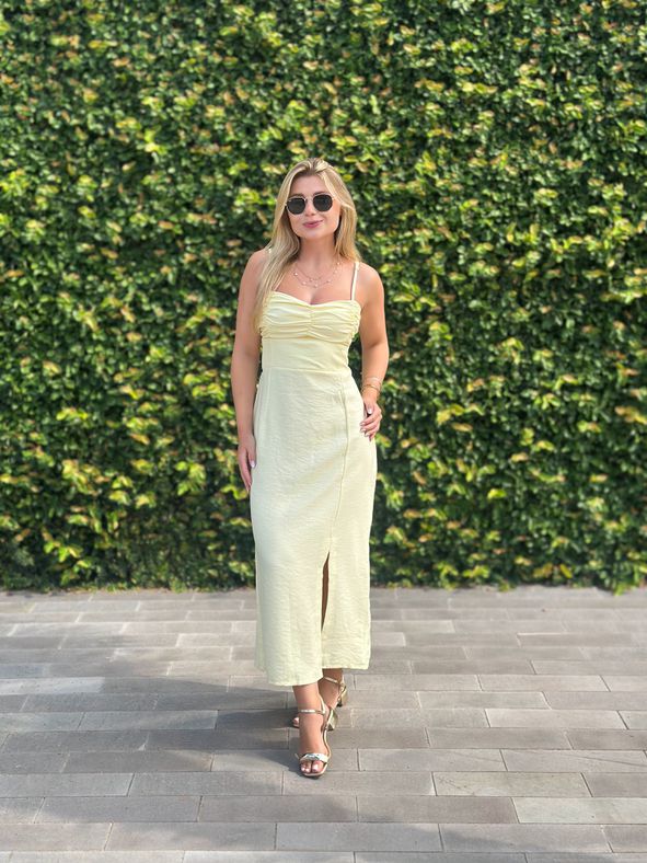 Vestido Midi Marrant Amarelo Manteiga