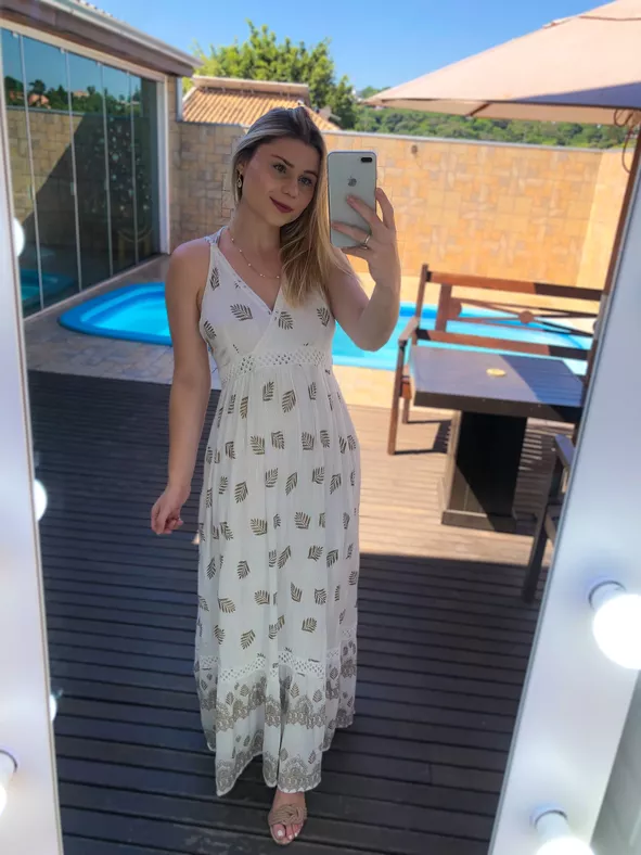 Vestido Longo Folhas
