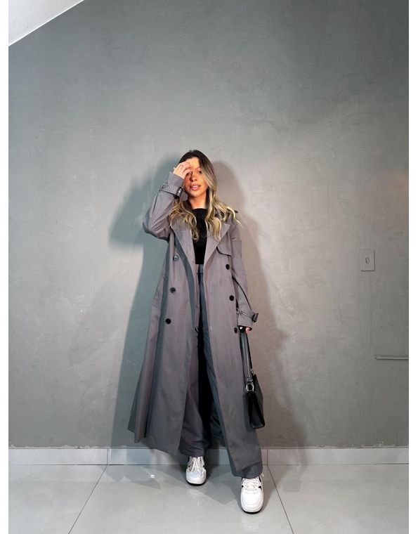 Trench Coat Luana Cinza - FORMOSA