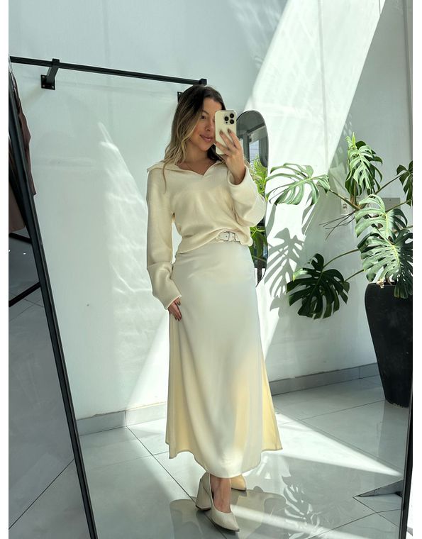 Saia Midi Valen Off White - FORMOSA