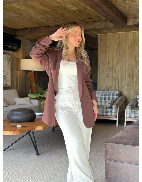 Blazer Lilian Manga 3/4 Marrom - FORMOSA