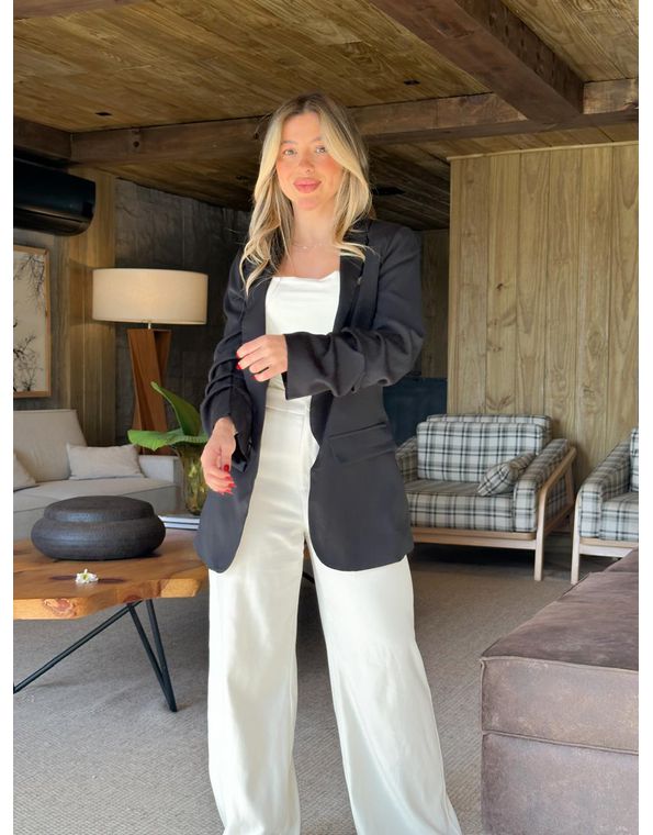 Blazer Lilian Manga 3/4 Preto - FORMOSA