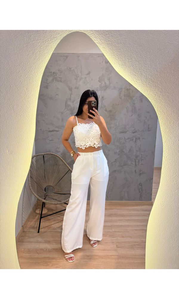 CONJUNTO MEET CROPPED BRANCO - 021587 - Loja Damas