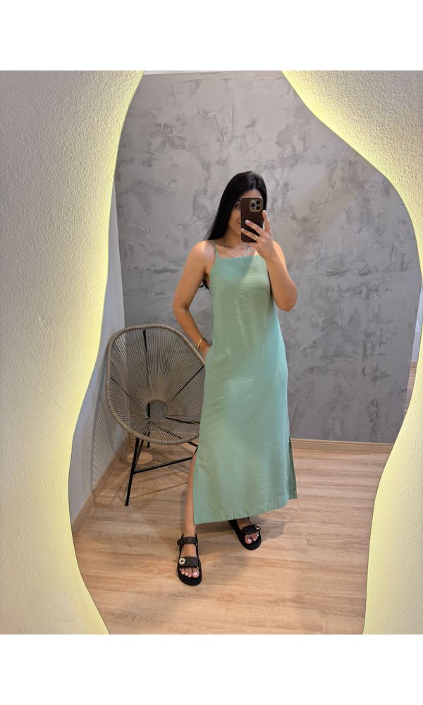 VESTIDO MILENA ALCINHA VERDE - 33623 - Loja Damas
