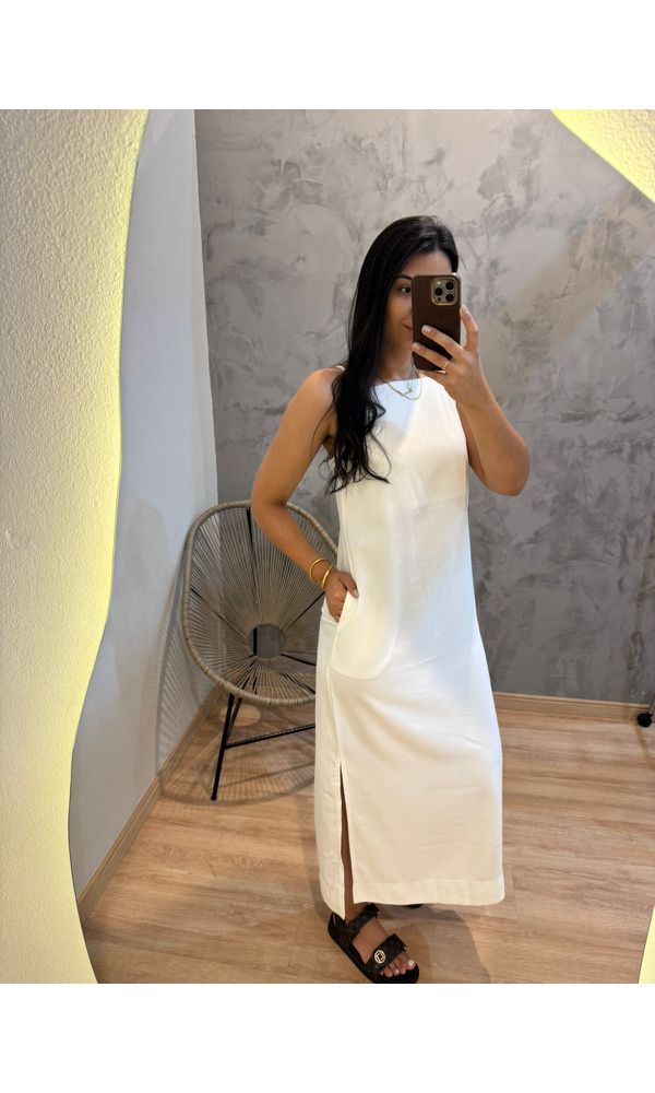 VESTIDO MILENA ALCINHA BRANCO - 45512 - Loja Damas