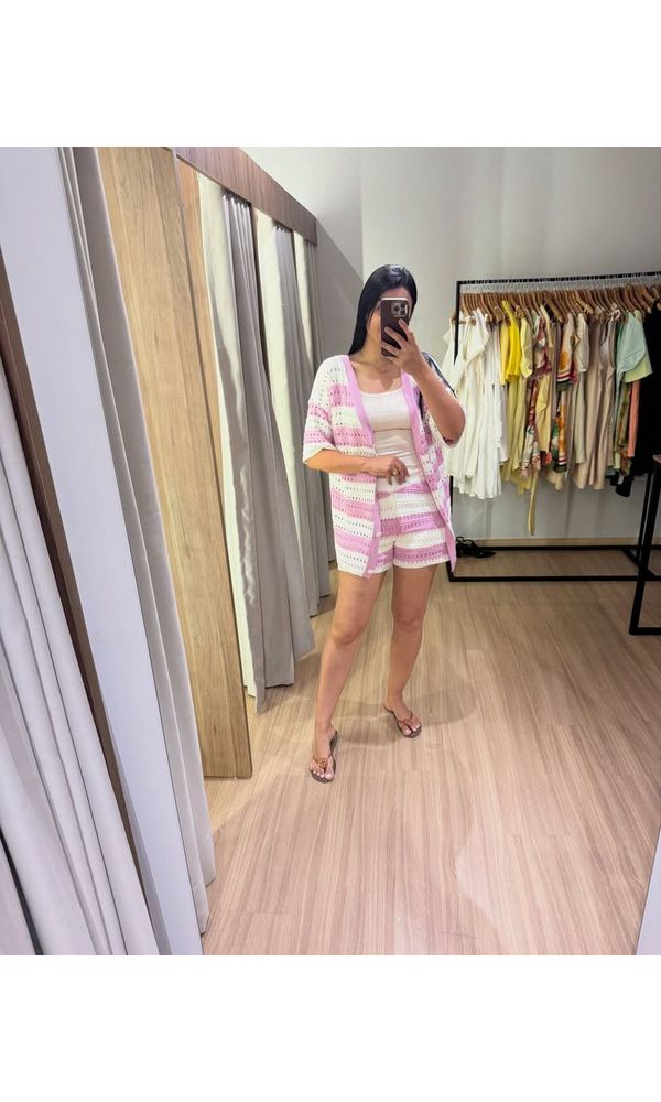 CONJUNTO MODAL LISTRAS ROSA - 637119 - Loja Damas