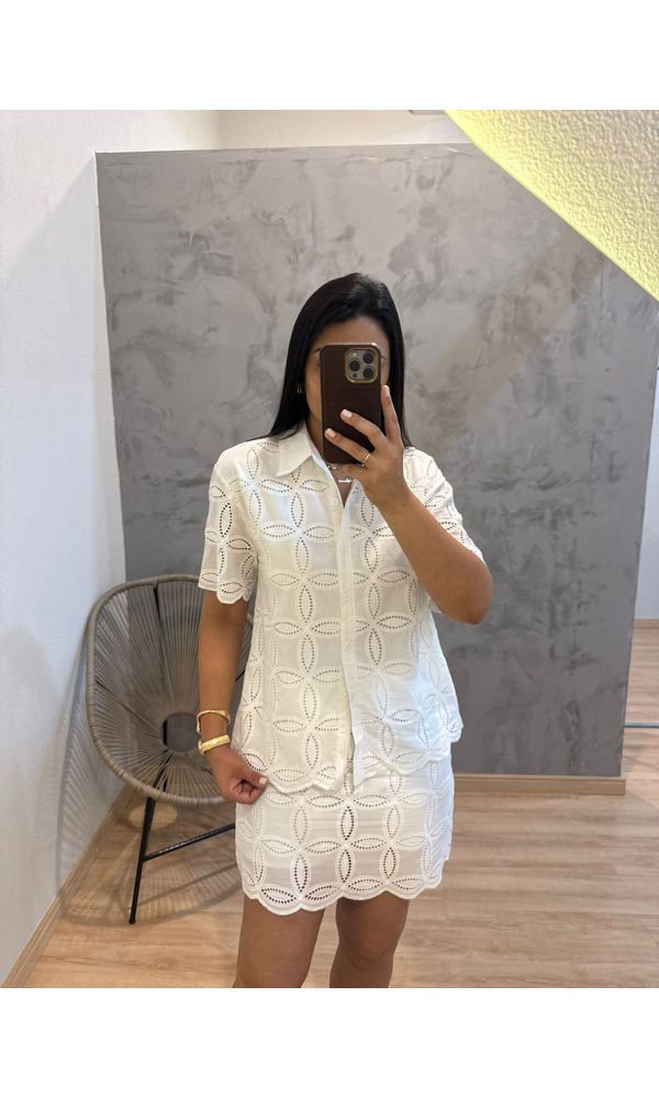 CONJUNTO LAISE ALGODAO BRANCO - 32696 - Loja Damas