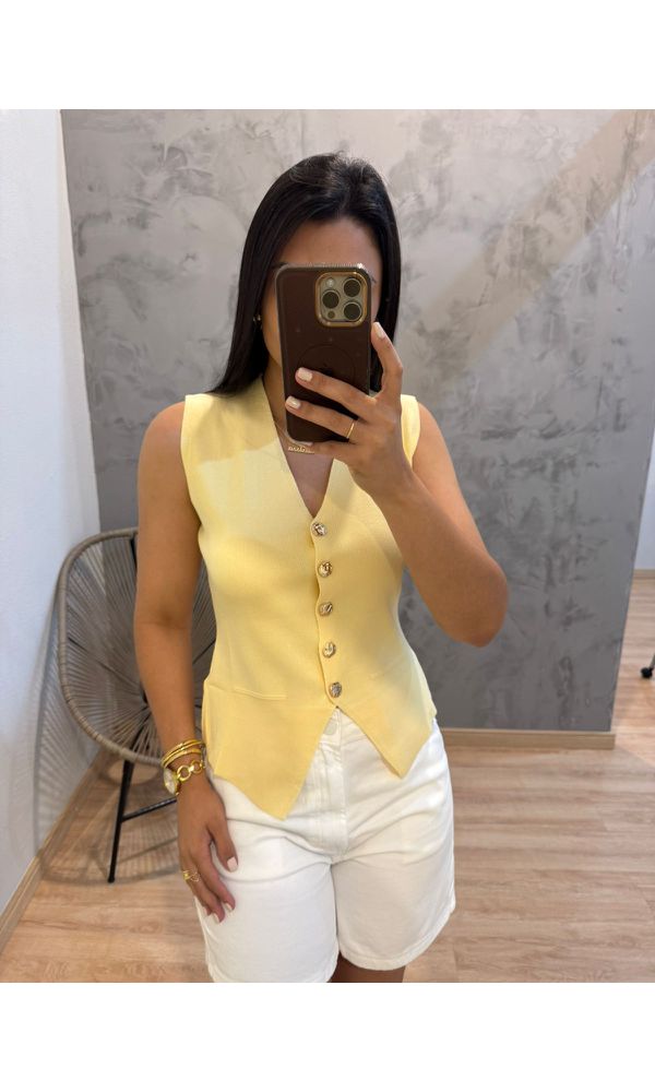 COLETE MODAL ZAIN AMARELO - 032636 - Loja Damas