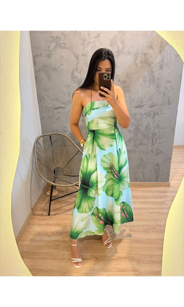 VESTIDO TOMARA QUE CAIA JARDIM AZUL - 3201525 - Loja Damas