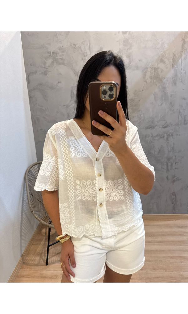 BATA CAMISA MANGA CURTA BRANCO - 231550 - Loja Damas