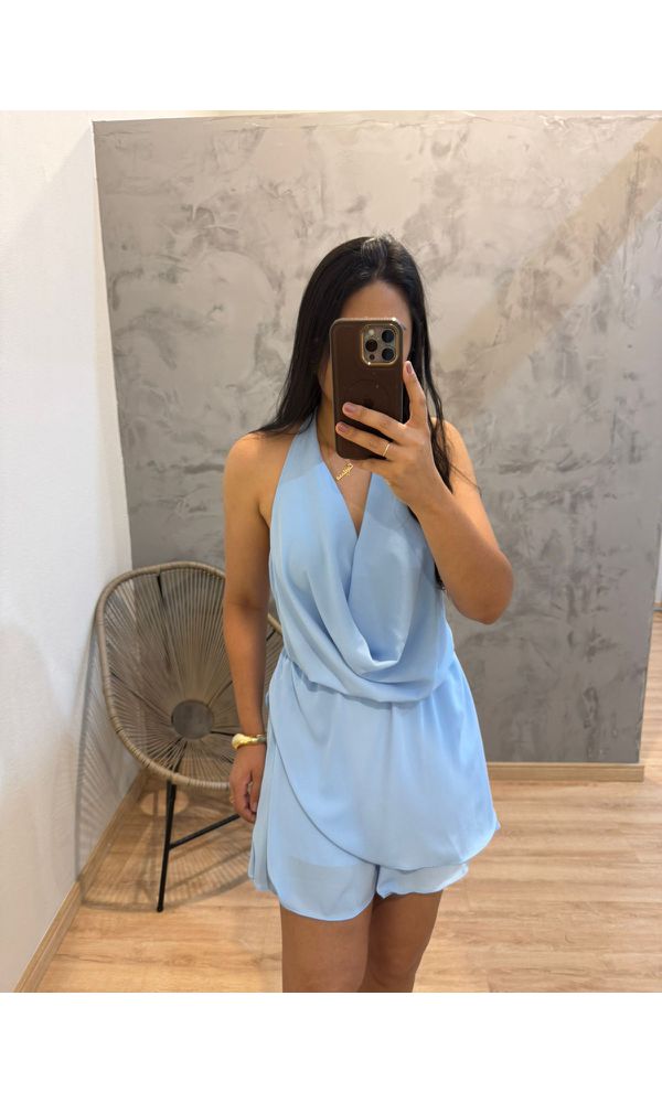 MACAQUINHO CHIFON GOLA BOBA AZUL - 330063 - Loja Damas