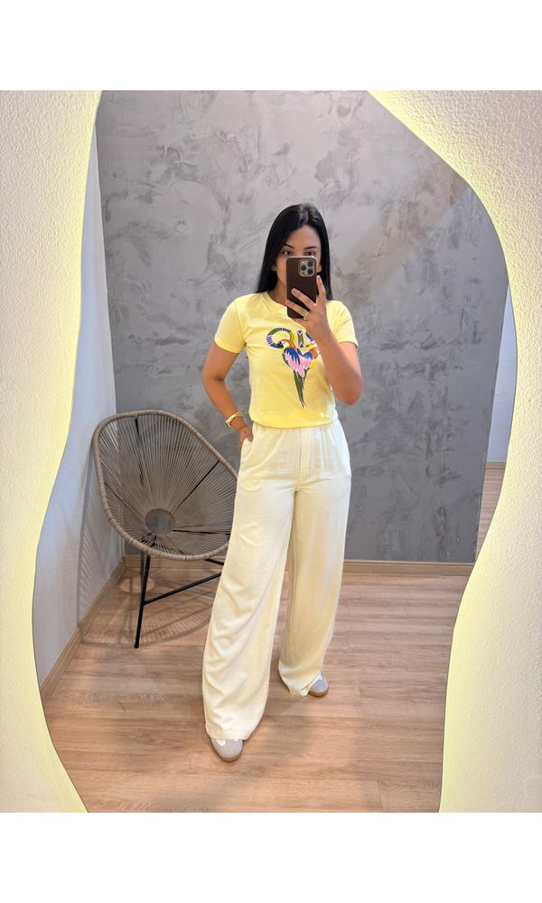 CALÇA LOVERLY AMARELO MANTEIGA - 36255 - Loja Damas