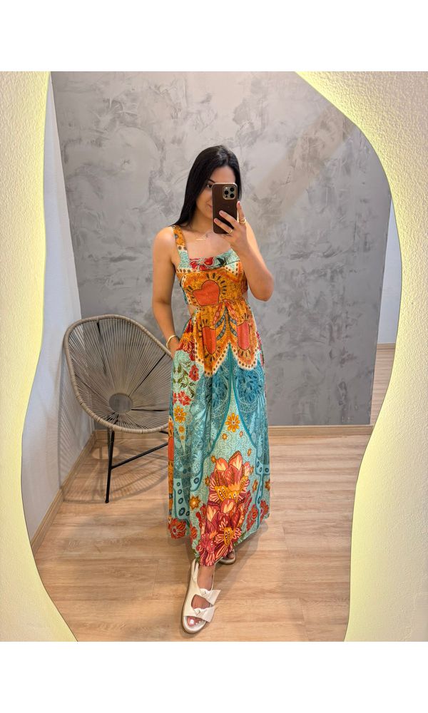 VESTIDO NIKOLY AMARRAÇÃO ESTAMPADO - 62630 - Loja Damas