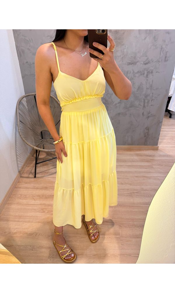VESTIDO ALICE CHIFON AMARELO - 22600 - Loja Damas