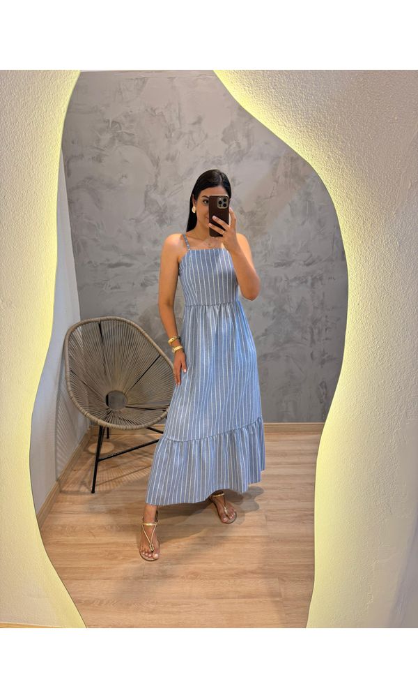 VESTIDO LISTRAS LINHO - 5263 - Loja Damas