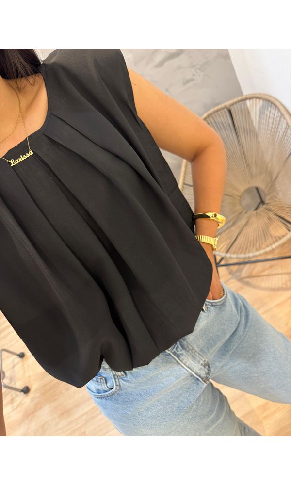 BLUSA REGATA OMBREIRA PRETA - 320052 - Loja Damas