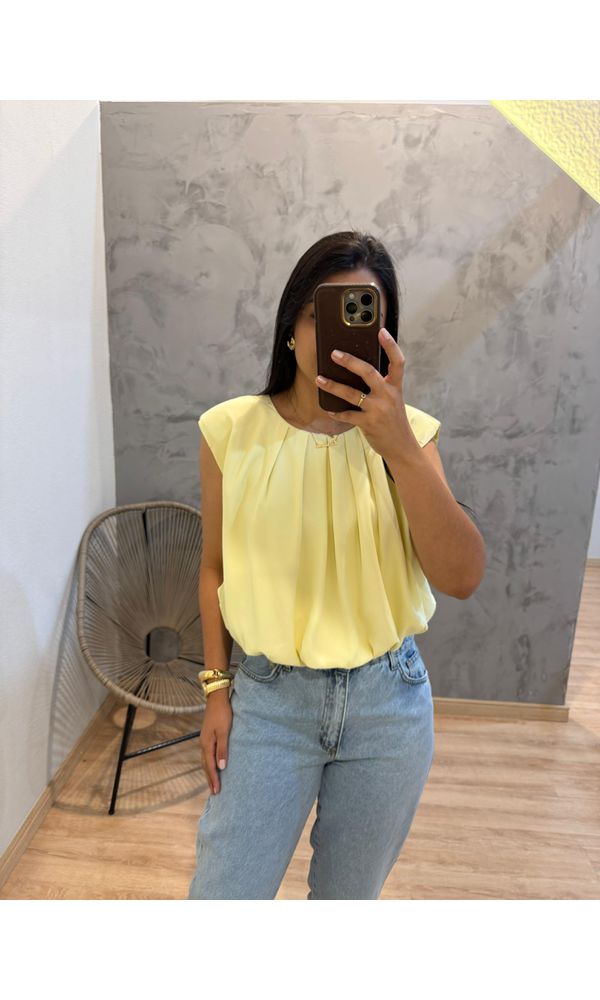 BLUSA REGATA OMBREIRA AMARELA - 22007 - Loja Damas