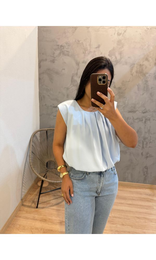 BLUSA REGATA OMBREIRA AZUL - 37852 - Loja Damas