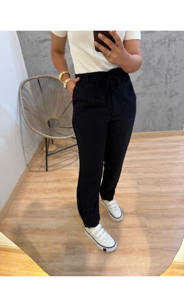 CALÇA ANNE CORDÃO PRETA - 523641 - Loja Damas