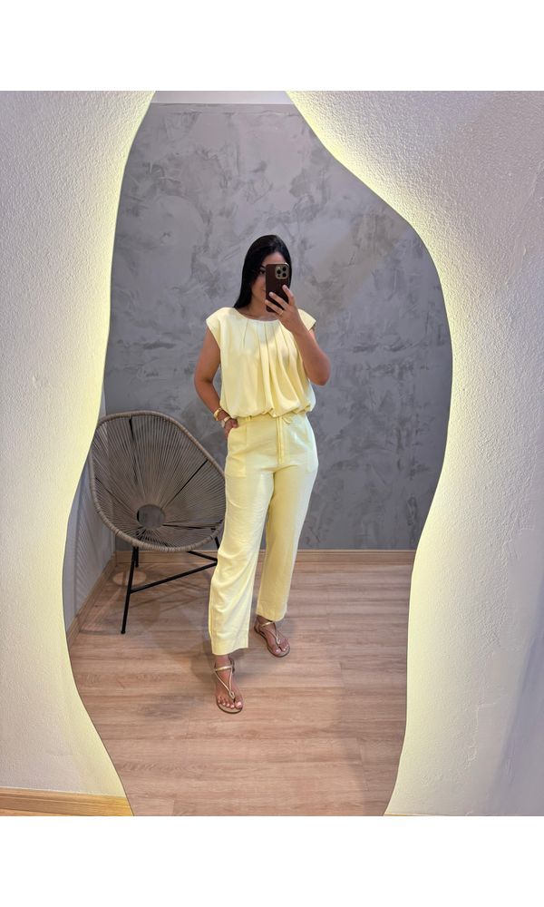 CALÇA ANNE CORDÃO AMARELA - 75842 - Loja Damas