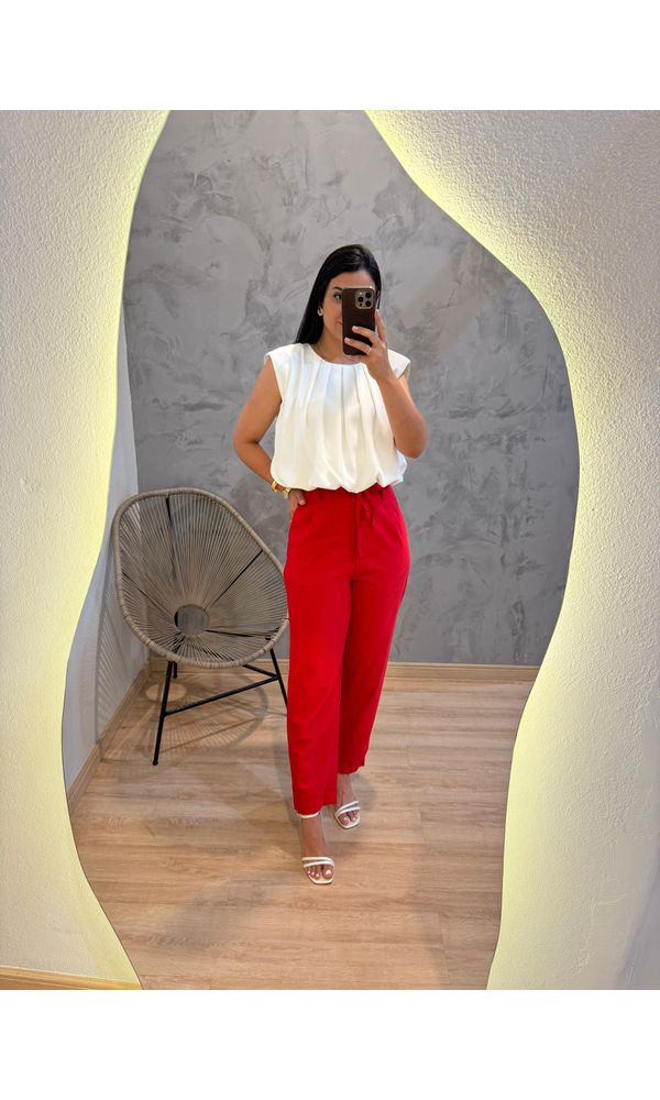 CALÇA ANNE CORDÃO VERMELHA - 23652 - Loja Damas