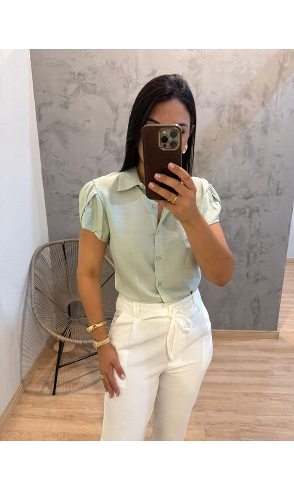 CAMISA CHIC TOP VERDE - 3262 - Loja Damas