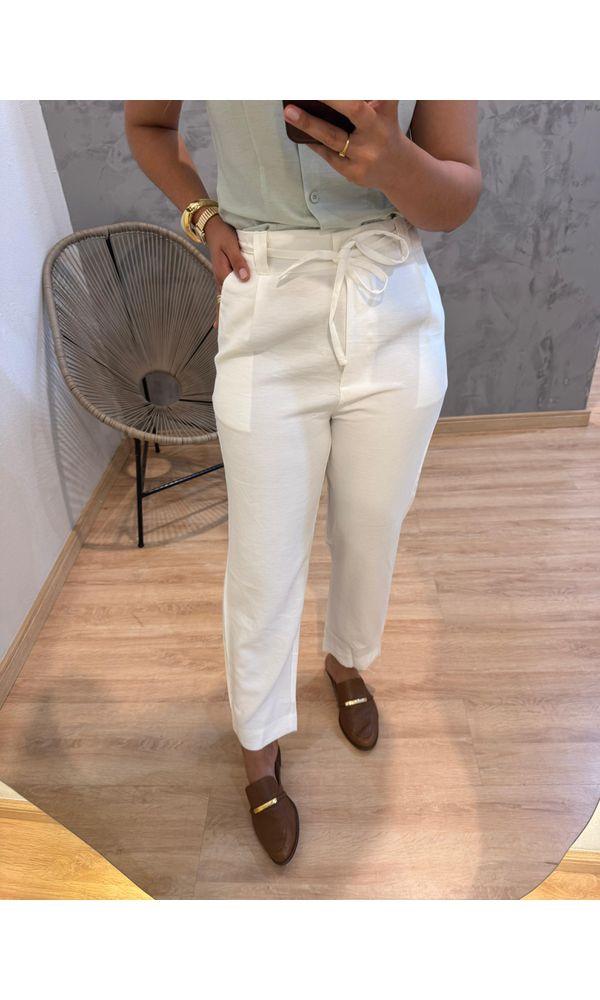 CALÇA ANNE CORDÃO BRANCA - 25632 - Loja Damas
