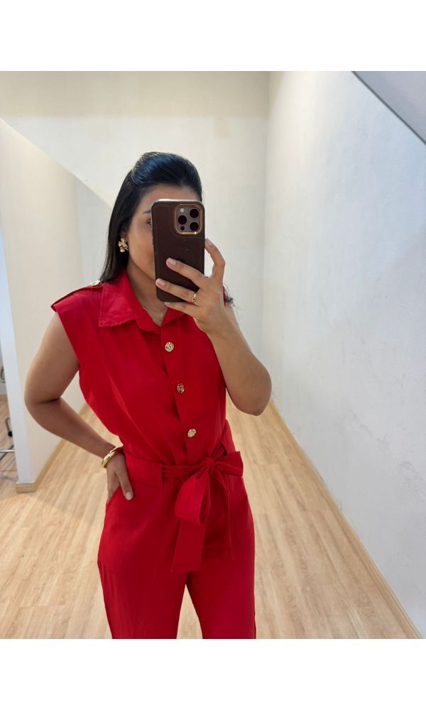 MACACÃO MILENA VERMELHO - 2036520 - Loja Damas