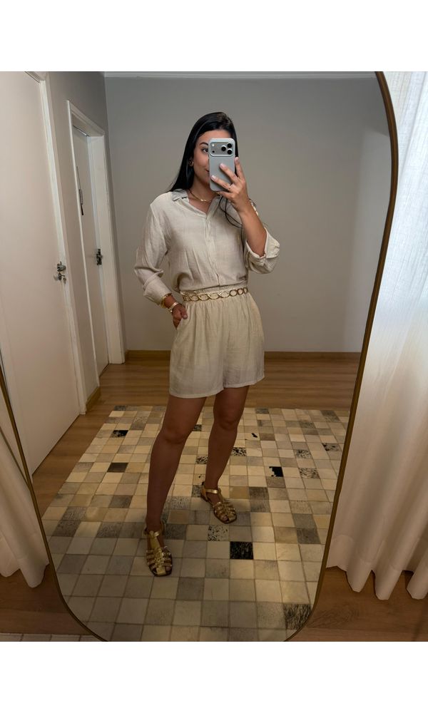 CONJUNTO SHORTS E CAMISA LOVE CRU - 28452 - Loja Damas