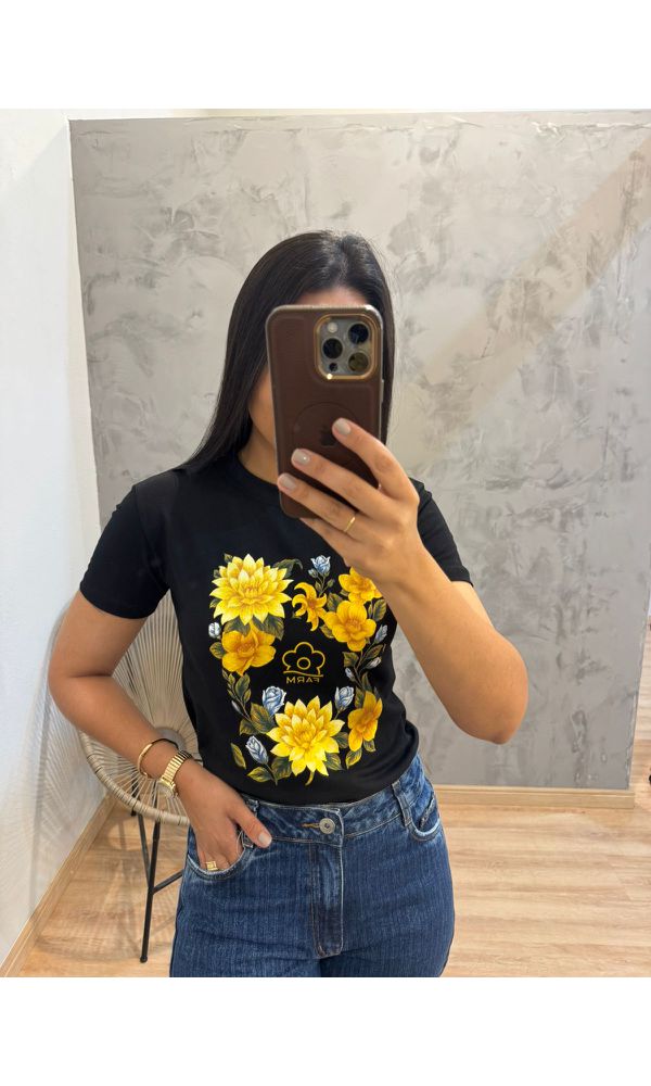 CAMISETA BASICA DE ALGODAO FARM - 232 - Loja Damas