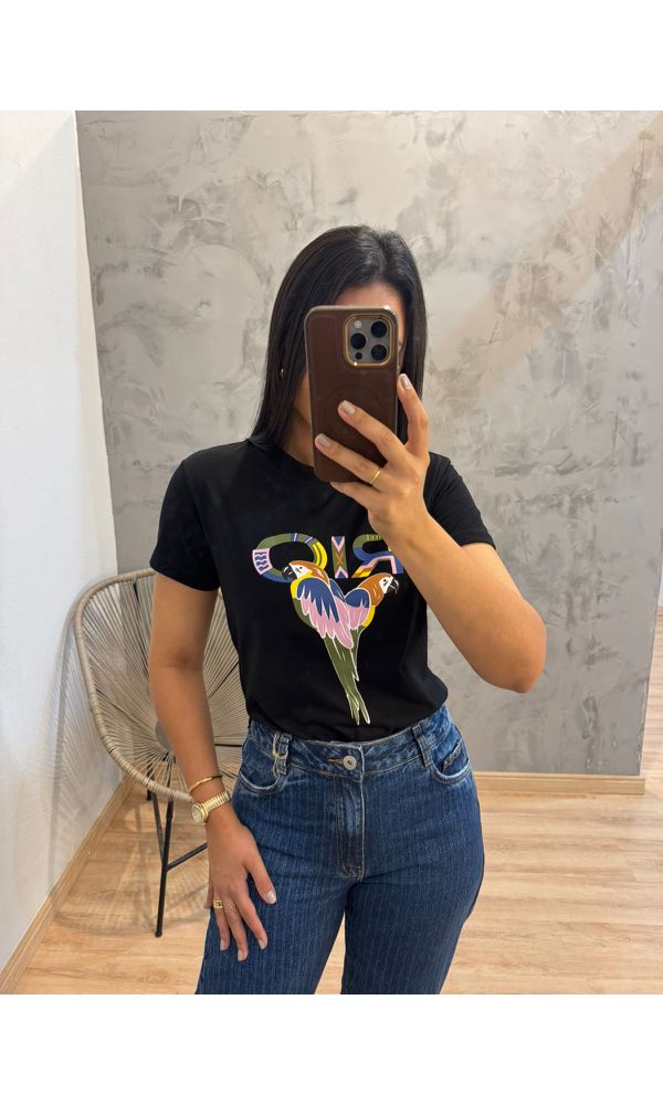 CAMISETA BASICA ALGODAO RIO PRETA - 333 - Loja Damas