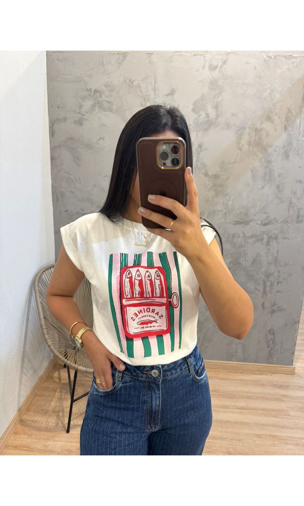 CAMISETA BASICA ESTAMPADA MANGA JAPONESA - 5554 - Loja Damas
