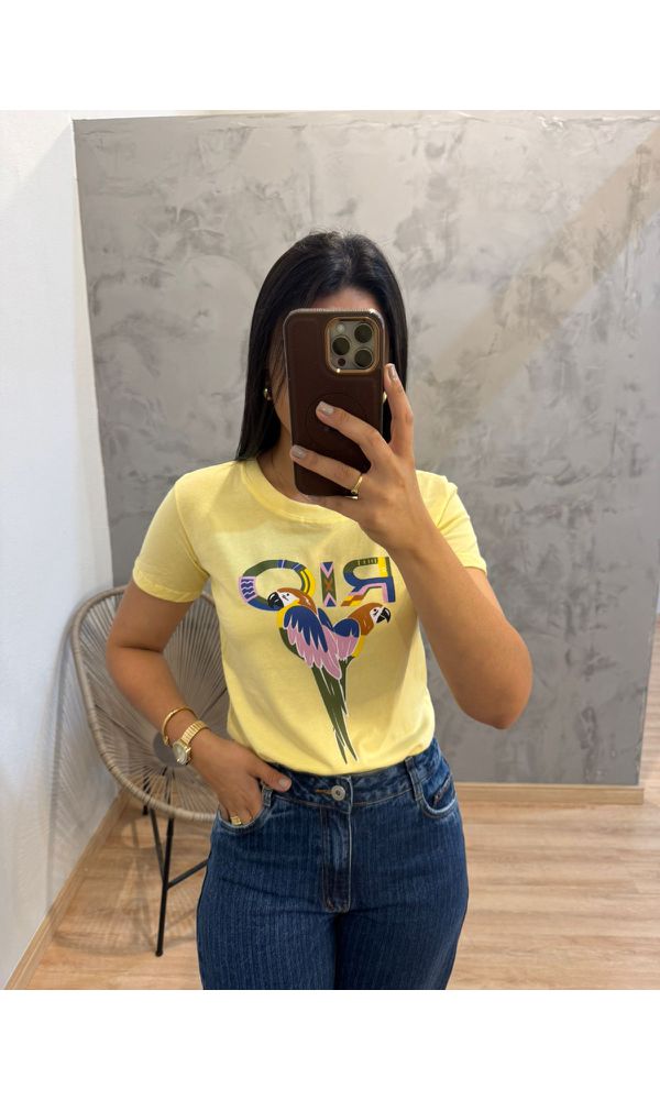 CAMISETA BASICA ALGODAO ESTAMPA RIO - 333 - Loja Damas