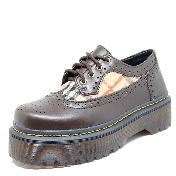 Sapato Oxford Estilo Veggie Greta Xadrez Beje Sapato Oxford Estilo Veggie Greta Xadrez Beje