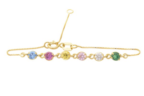 Pulseira infantil em Ouro 18K Veneziana de 12,5cm com zircônias Pulseira infantil em Ouro 18K Veneziana de 12,5cm com zircônias