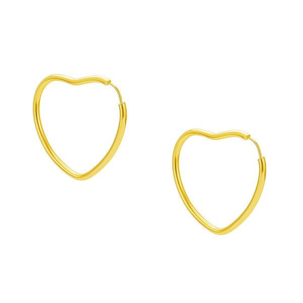 Brinco em Ouro 18K Argola Coração de 15mm Brinco em Ouro 18K Argola Coração de 15mm